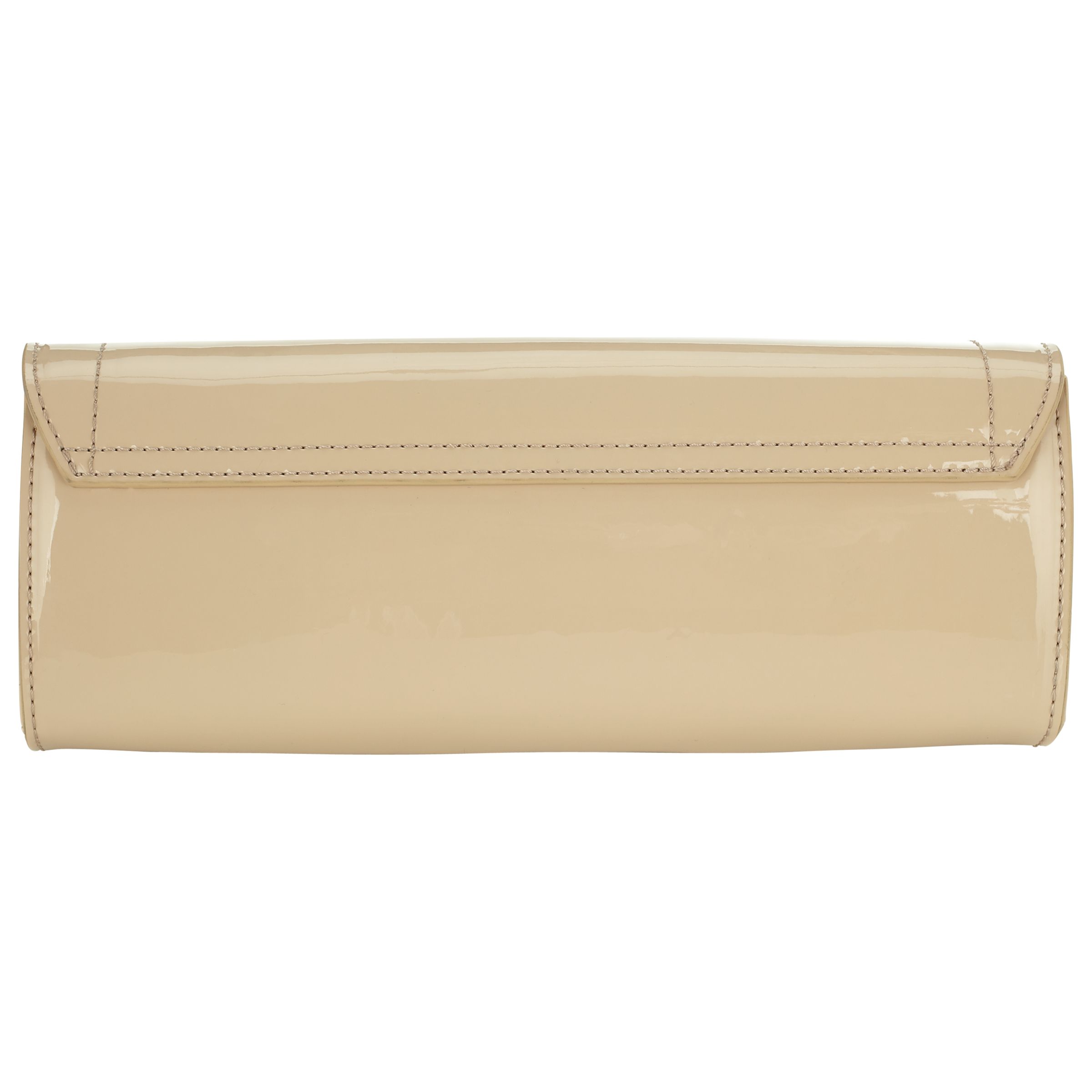 cream patent clutch bag