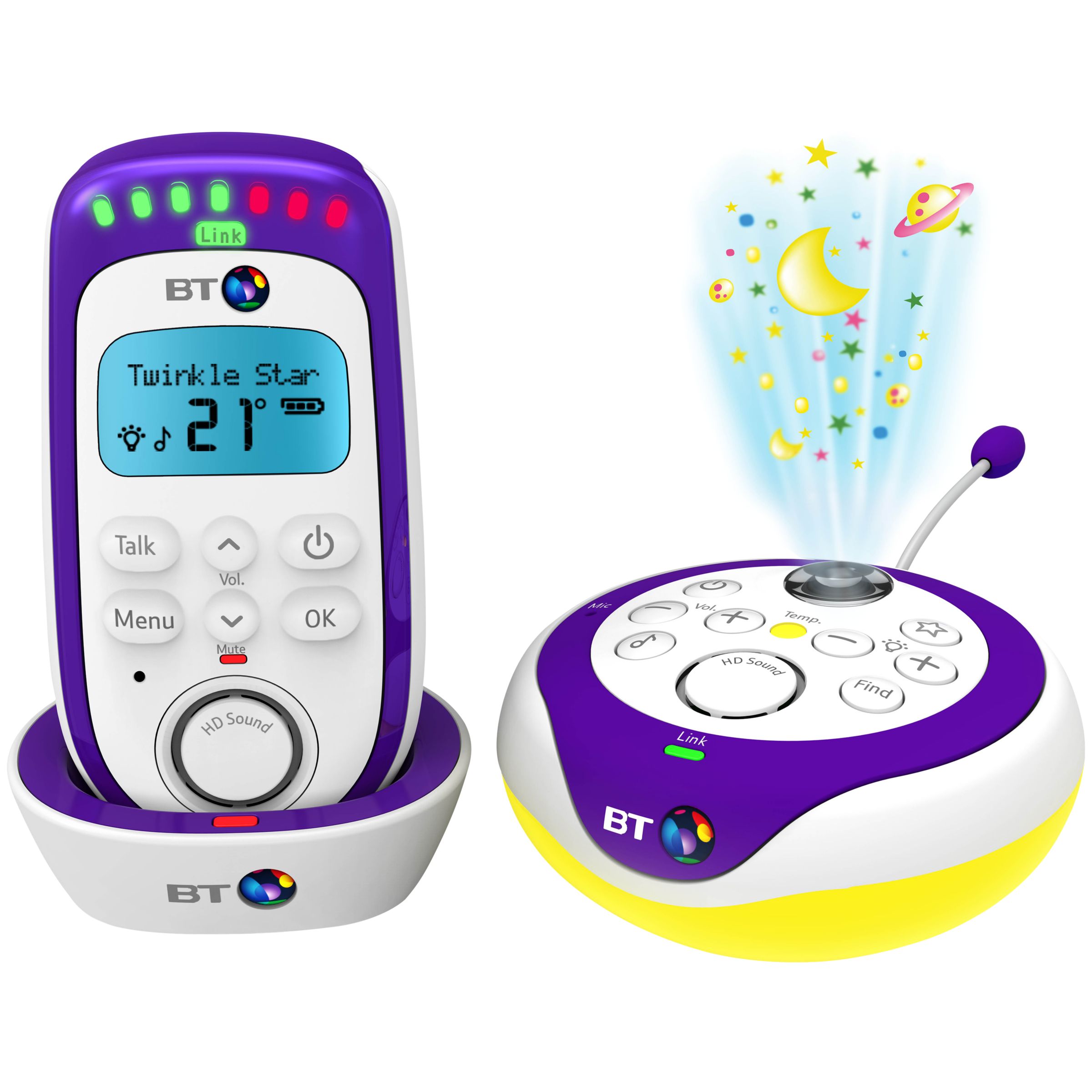 BT Baby Monitor 350, White/Purple