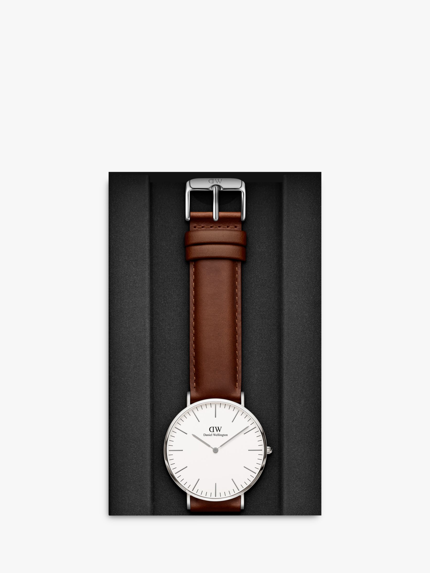 mulighed Krudt plade Daniel Wellington DW00100021 Men's 40mm Classic St. Mawes Leather Strap  Watch, Brown/White at John Lewis & Partners