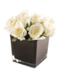 Peony Artificial Cream Roses in Black Cube, Large