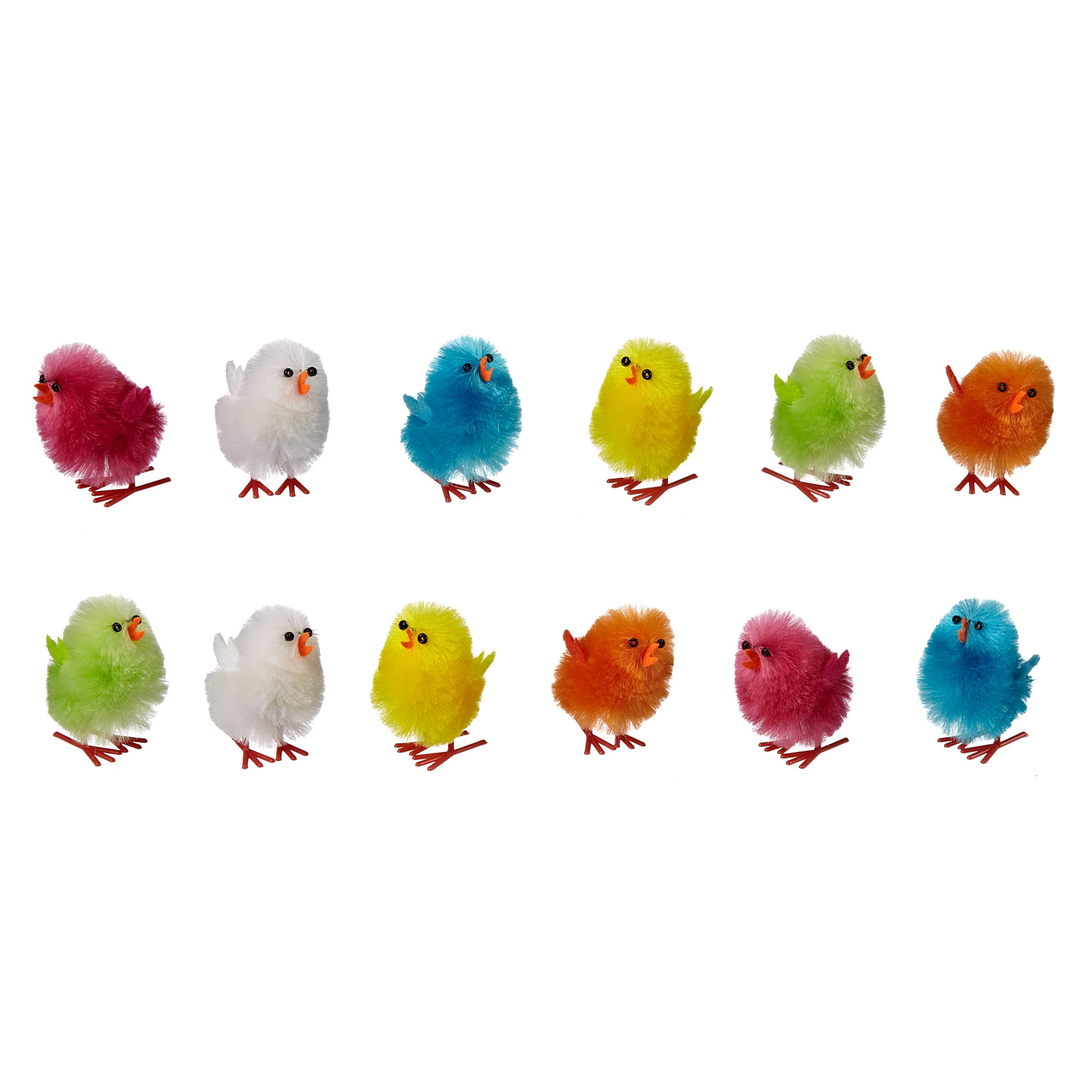 John Lewis & Partners Multi-Coloured Fluffy Chicks, Pack of 12