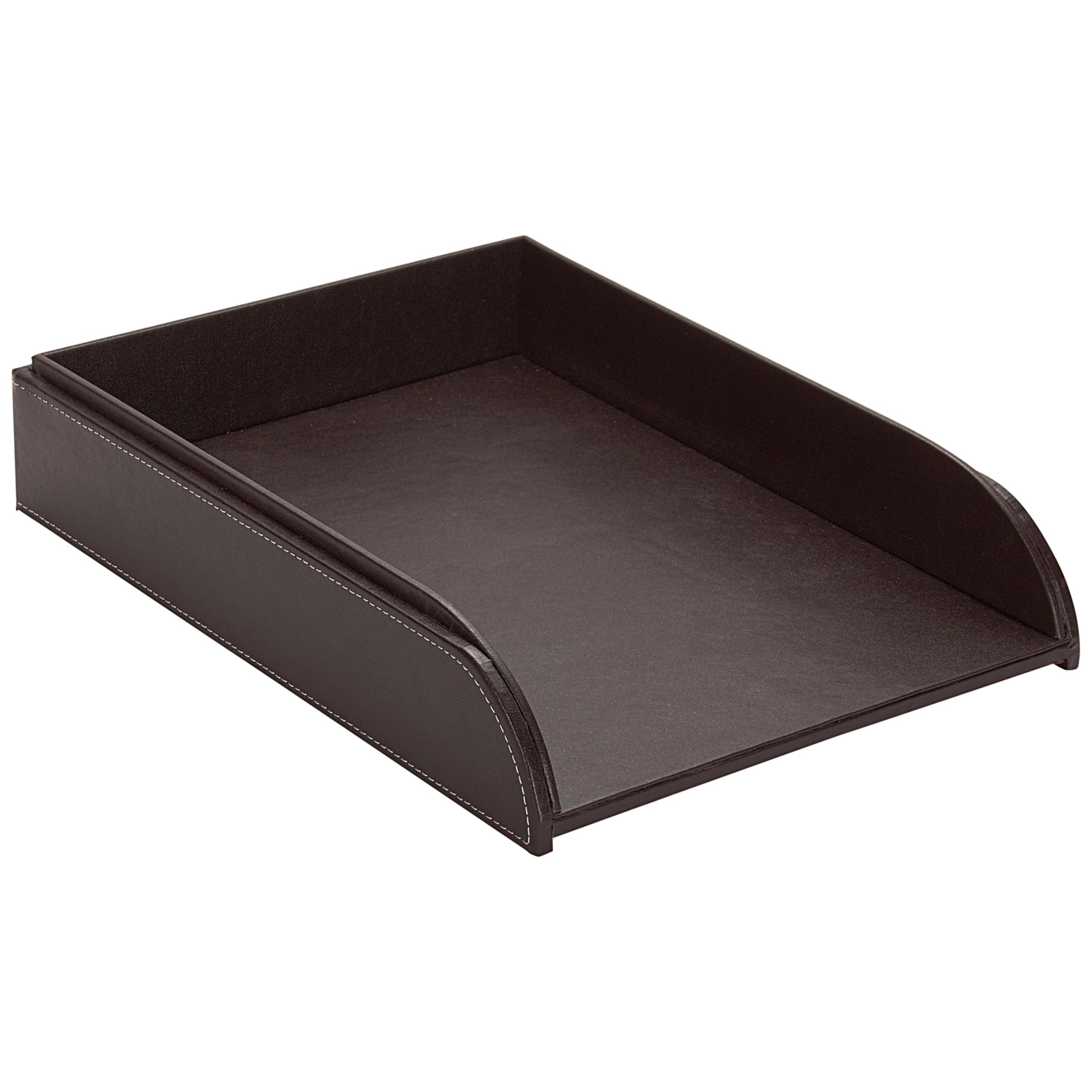 John Lewis Faux Leather Stacking Tray Brown At John Lewis Partners