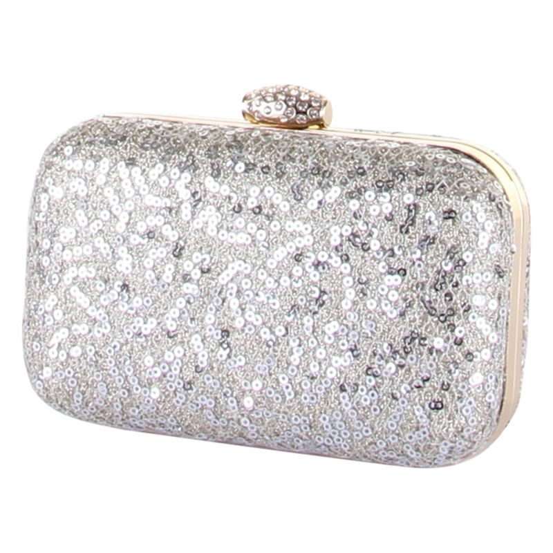 silver sparkly clutch bag