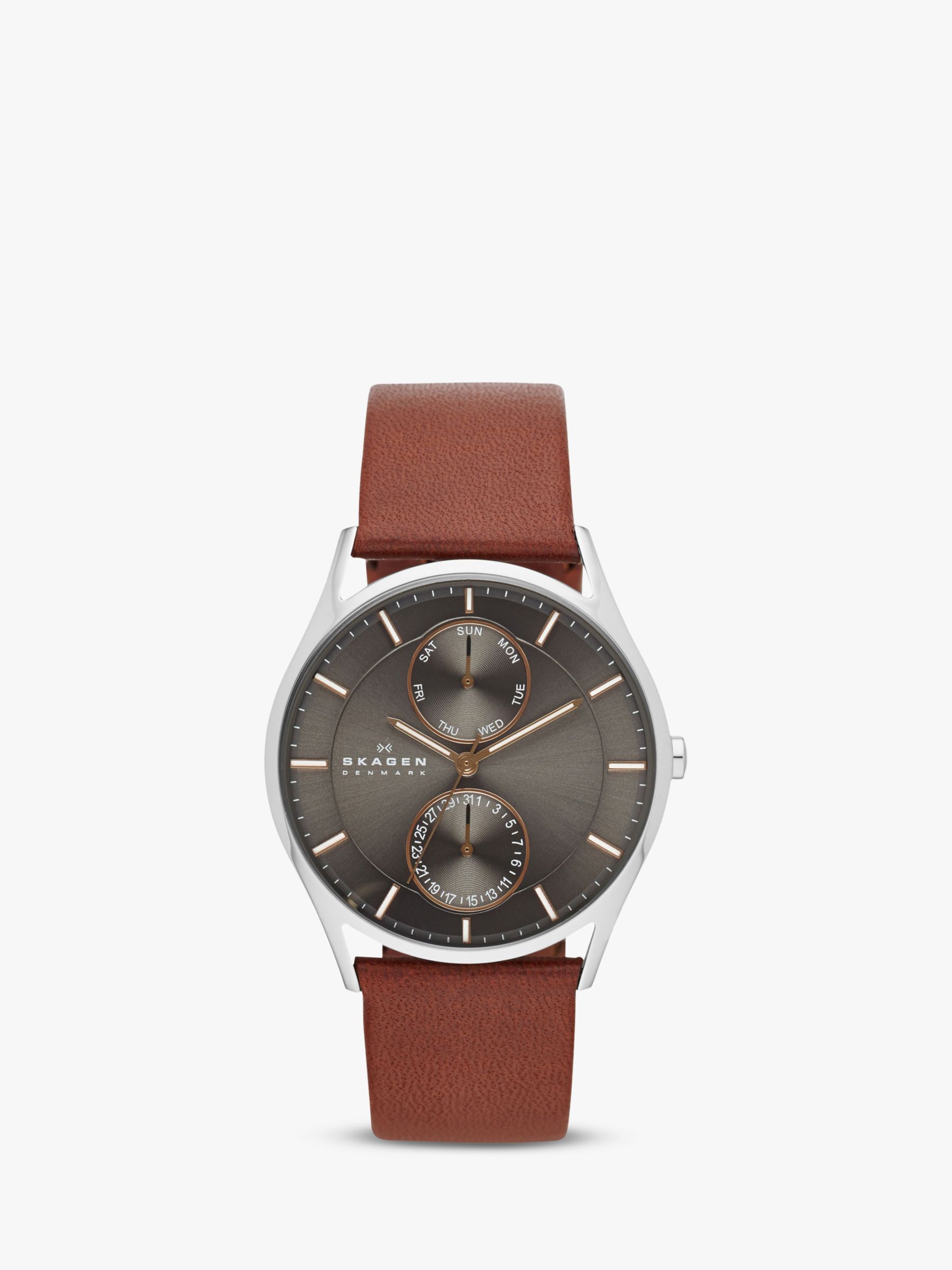 Skagen SKW6086 Men's Holst Single Chronograph Leather Strap Watch ...