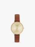 Skagen SKW2147 Women's Anita Leather Strap Watch, Tan/Gold