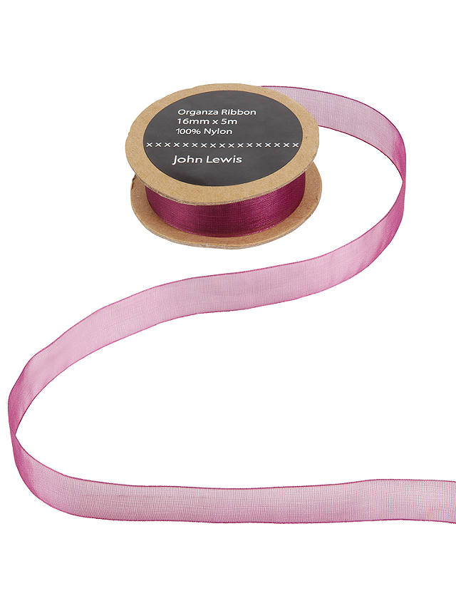 John Lewis & Partners Woven Edge Sheer Ribbon, 16mm, Grape