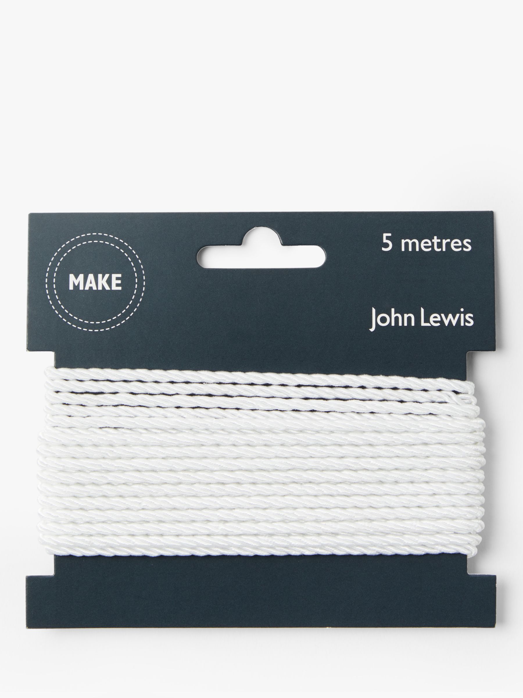 John Lewis & Partners 3mm Twisted Cord, 5m, White