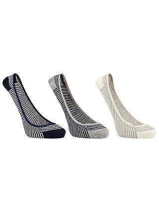 John Lewis & Partners Ballerina Stripe Trainer Liner Socks, Pack of 3, Grey