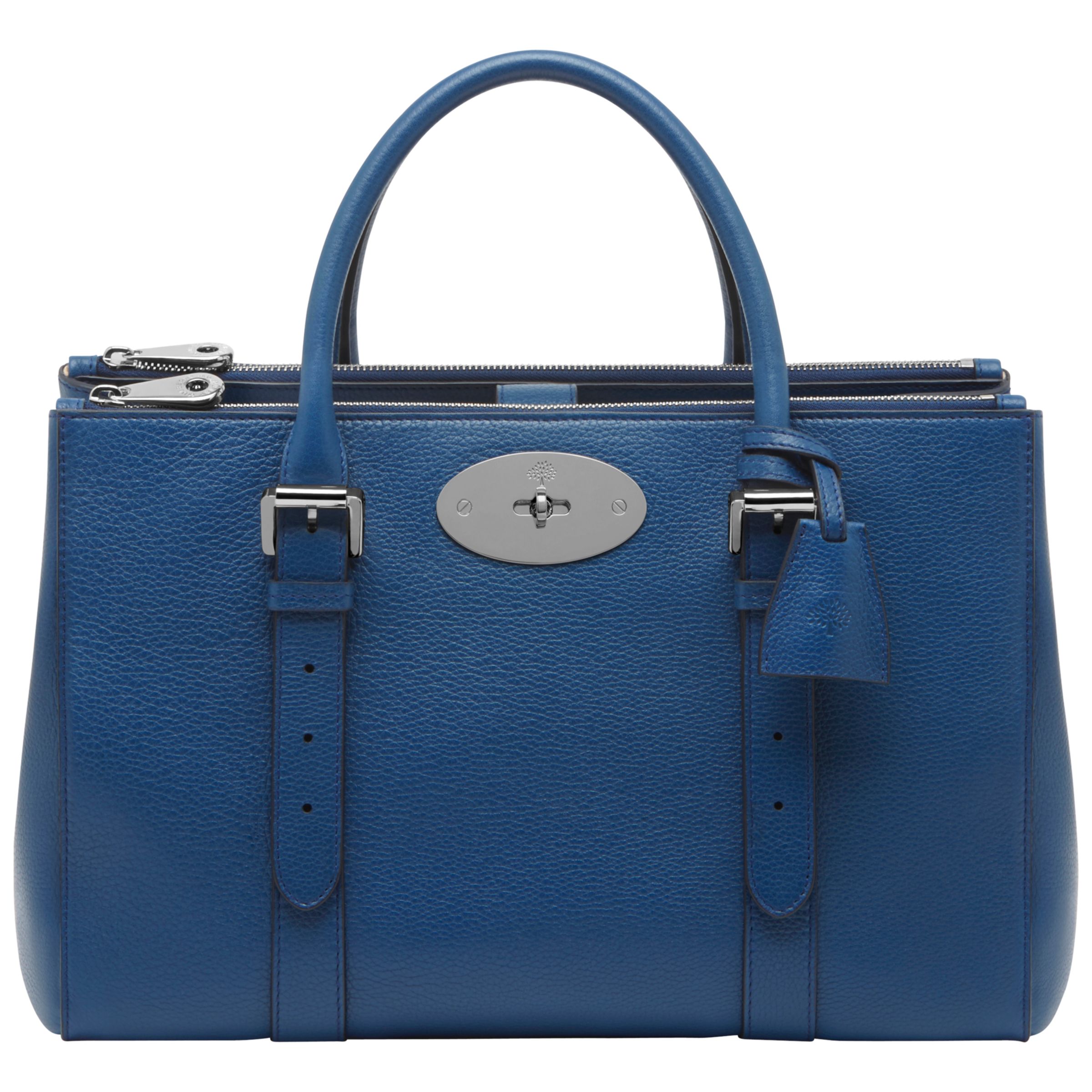 Mulberry Bayswater Leather Double Zip Tote Bag, Sea Blue