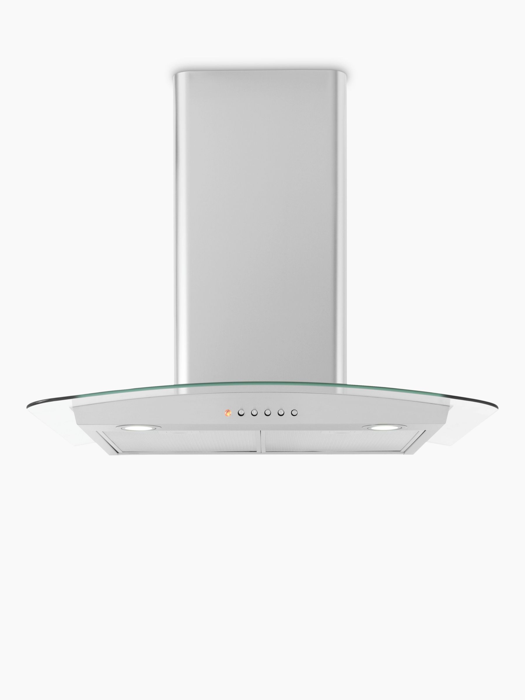 John Lewis & Partners JLHDA623 Chimney Cooker Hood, Stainless Steel and Curved Clear Glass