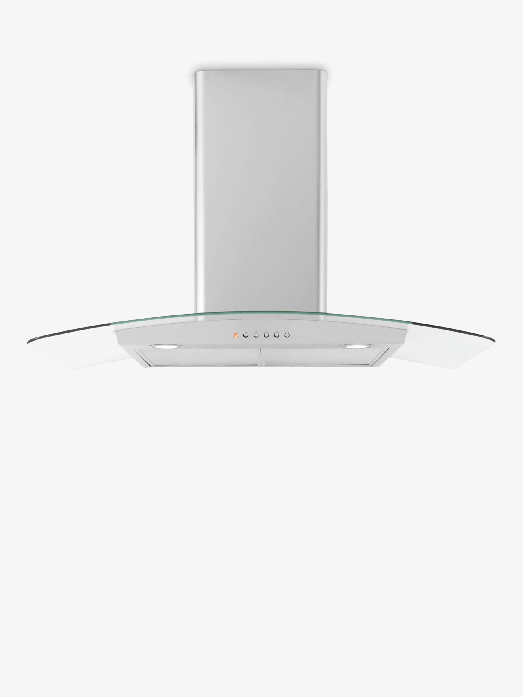 John Lewis & Partners JLHDA923 Chimney Cooker Hood, Stainless Steel and Curved Clear Glass