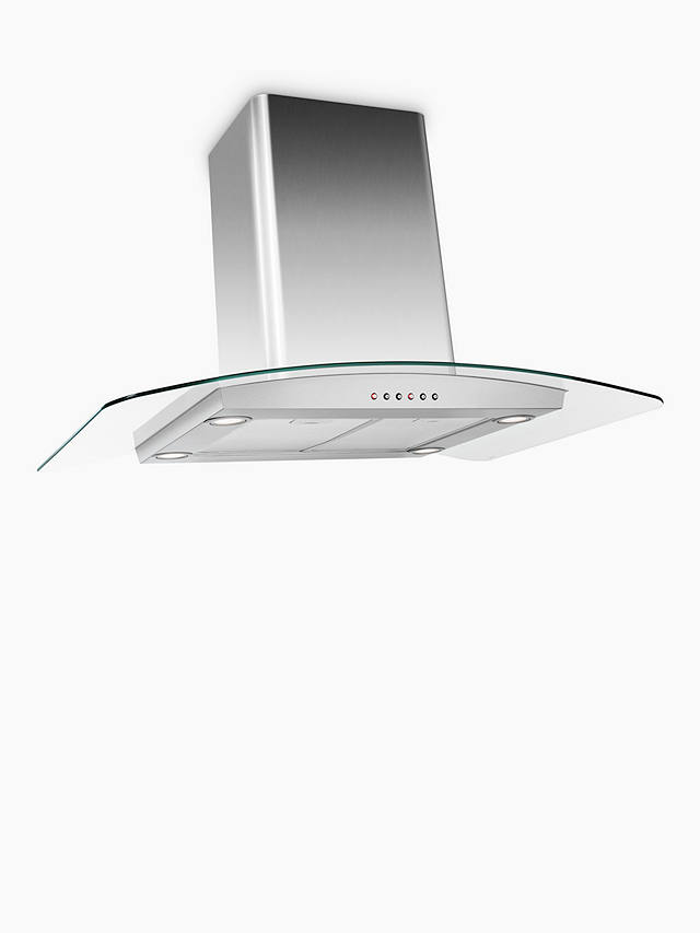 Buy John Lewis & Partners JLISHDA901 Island Chimney Cooker Hood, Stainless Steel and Curved Clear Glass Online at johnlewis.com