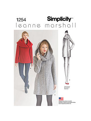 Simplicity Leanne Marshall Women's Coat Sewing Pattern, 1254, D5