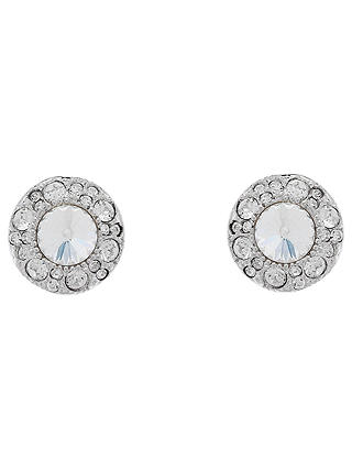 Cachet Rhodium Plated Swarovski Crystal Surround Earrings, Silver