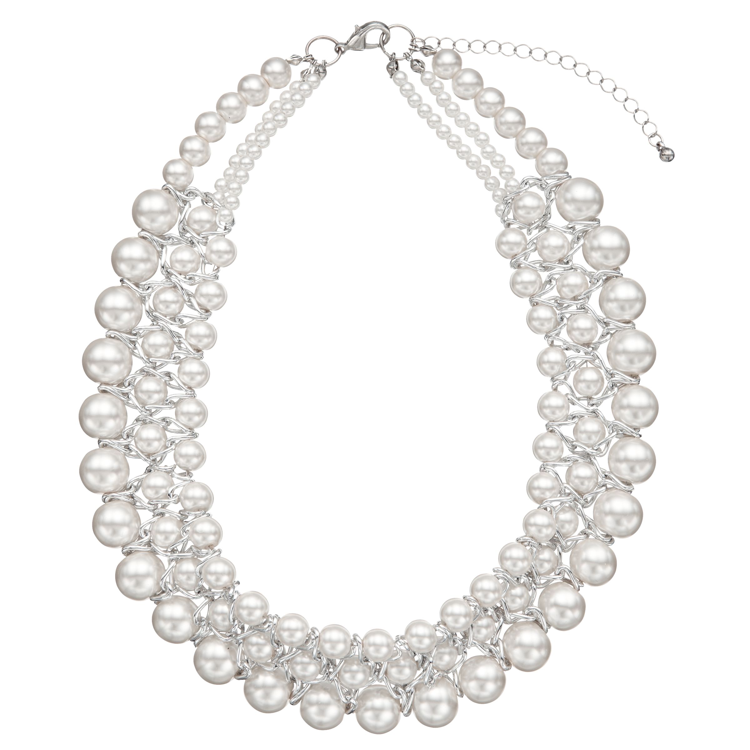  John  Lewis  Graduating Faux Pearl  Collar Necklace White at 