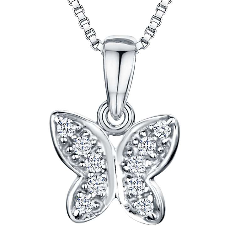 Buy Jools by Jenny Brown Rhodium Plated Silver Cubic Zirconia Butterfly Pendant Necklace, Silver Online at johnlewis.com
