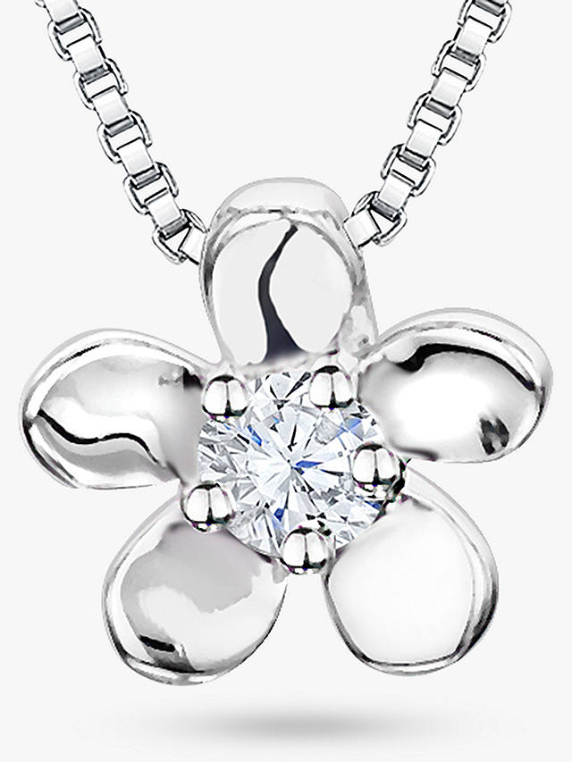 Jools by Jenny Brown Rhodium Plated Silver Cubic Zirconia Flower Pendant, Silver