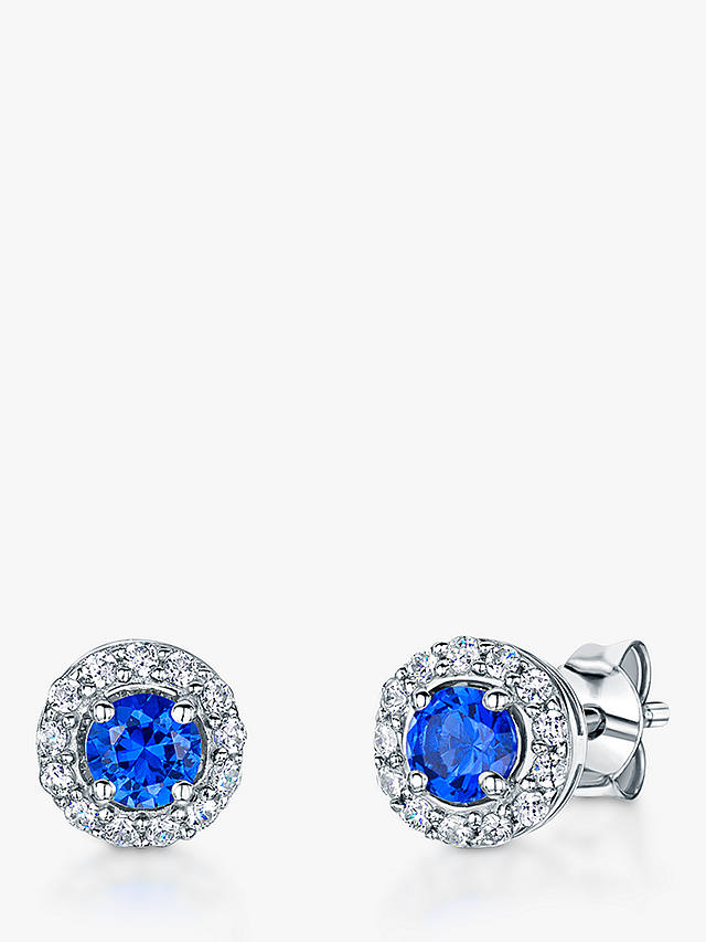 Jools by Jenny Brown Pavé Surround Round Cubic Zirconia Stud Earrings, Saphire