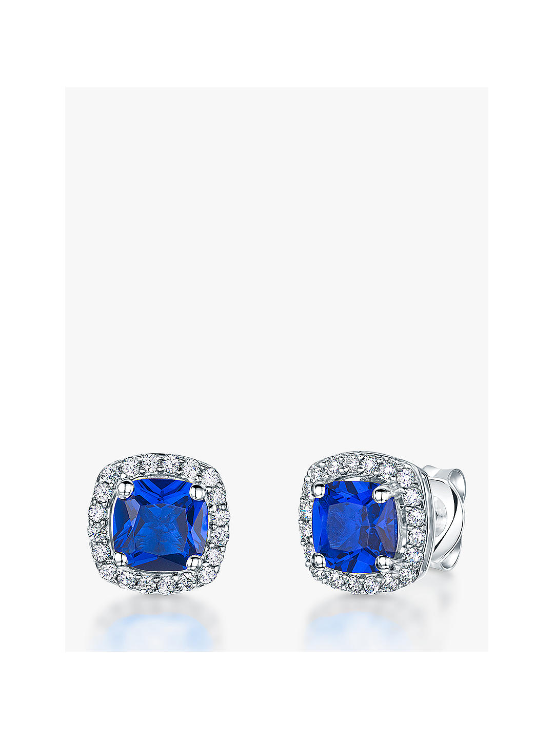 Jools by Jenny Brown Pavé Surround Cushion Square Cubic Zirconia Stud Earrings, Sapphire