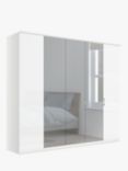 John Lewis & Partners Elstra 250cm Wardrobe with White Glass and Mirrored Hinged Doors