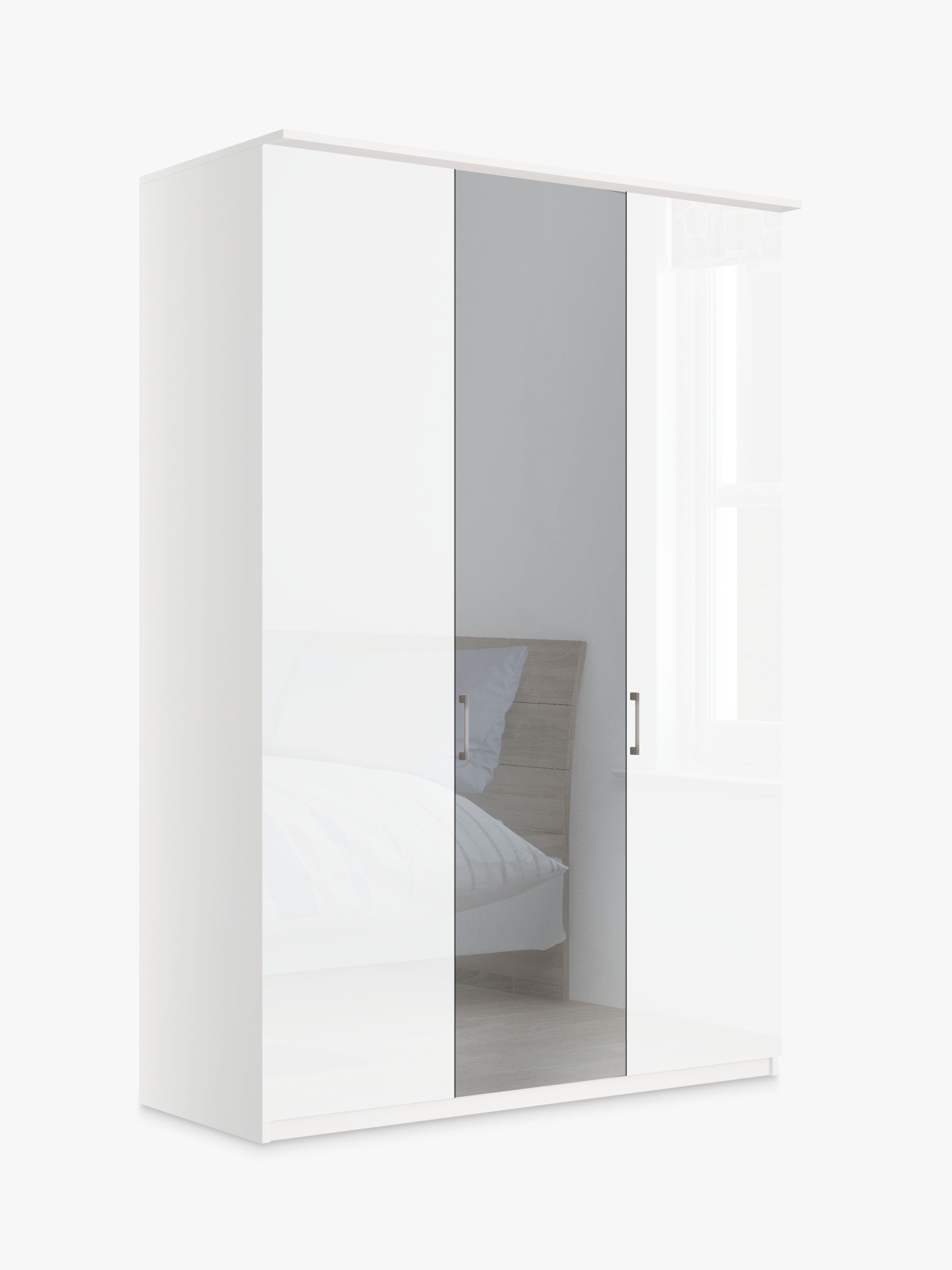 Photo of John lewis elstra 150cm wardrobe with glass and mirrored hinged doors