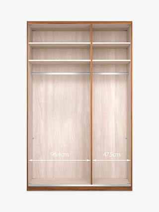 John Lewis & Partners Elstra 150cm Wardrobe with Glass and Mirrored Hinged Doors, White Glass/Matt White