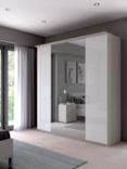 John Lewis Elstra 200cm Wardrobe with White Glass and Mirrored Hinged Doors