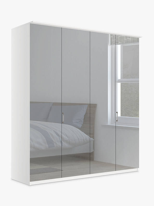 John Lewis & Partners Elstra 200cm Wardrobe with Mirrored Hinged Doors, Mirror/Matt White
