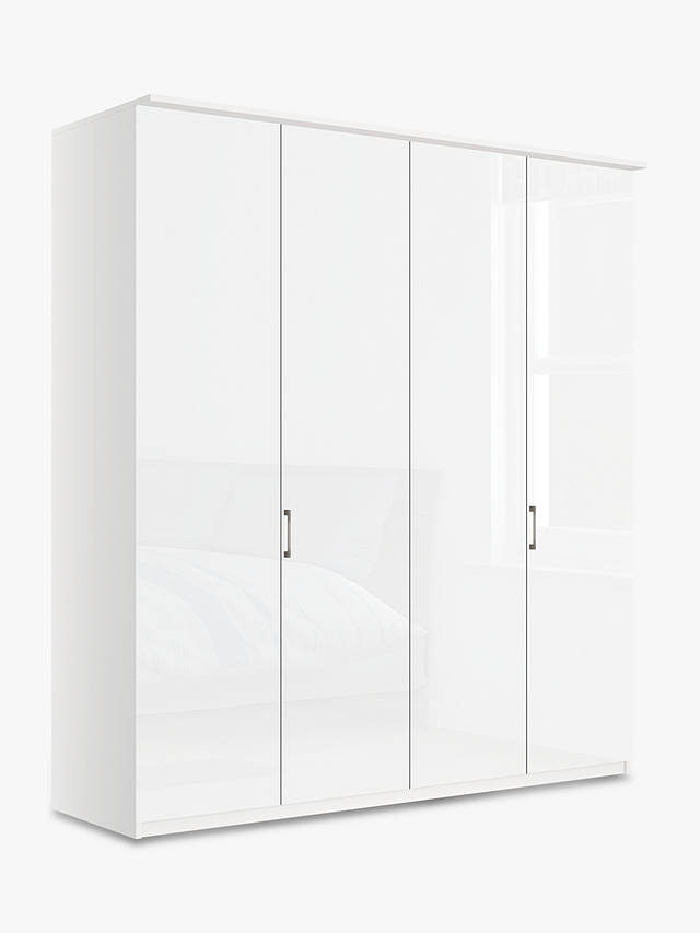 John Lewis & Partners Elstra 200cm Wardrobe with Glass Hinged Doors, White Glass/Matt White