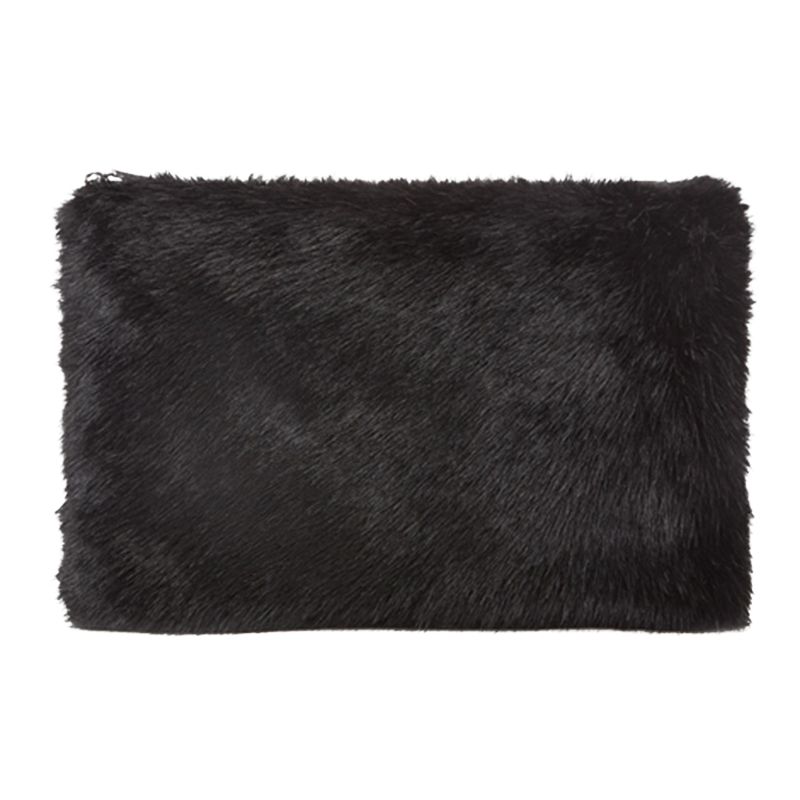 black faux fur clutch bag