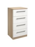 ANYDAY John Lewis & Partners Mix it T-Bar Handle Narrow 4 Drawer Chest, Gloss White/Natural Oak
