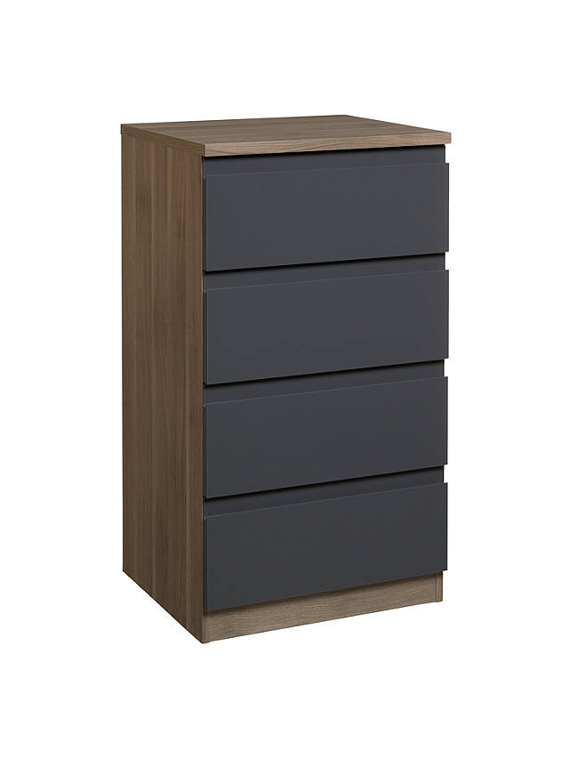 John Lewis ANYDAY Mix it Narrow 4 Drawer Chest, Gloss House Steel/Grey Ash
