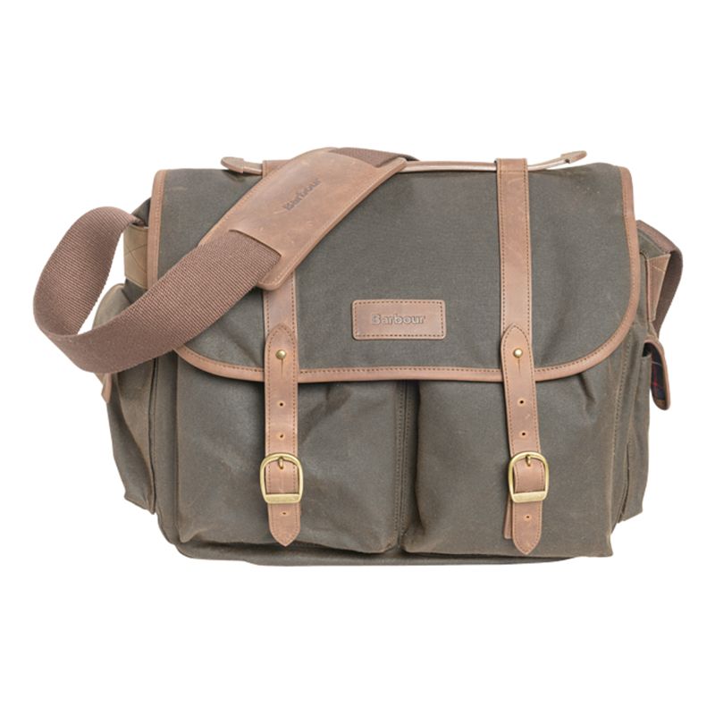 Barbour Waxed Cotton Camera Bag, Olive 