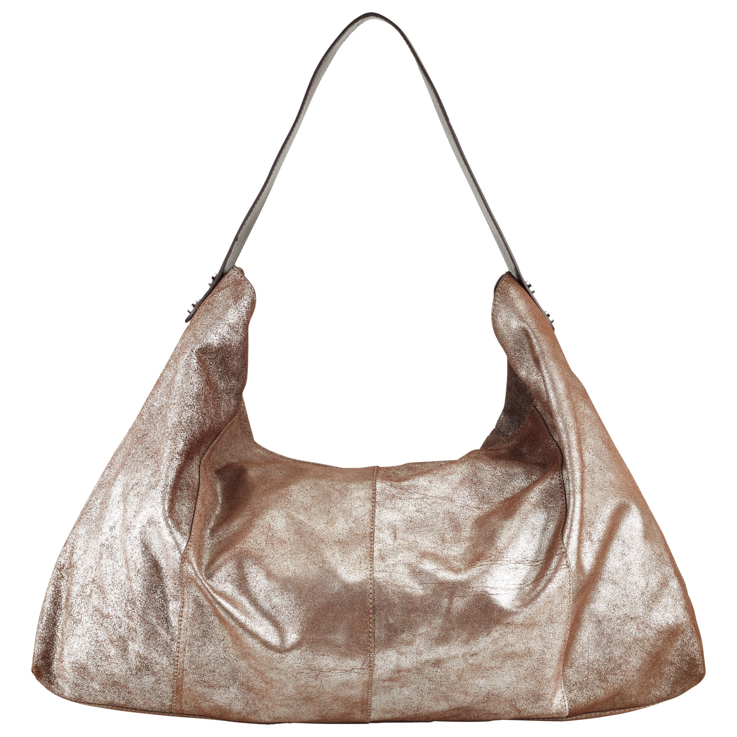 Buy Kin by John Lewis Rebeccy Large Leather Slouch Bag, Silver | John Lewis