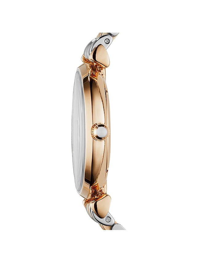 Emporio Armani AR1840 Women's Two Tone Bracelet Strap Watch, Silver/Rose Gold