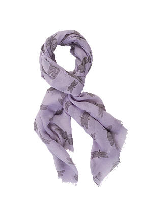 Chesca Butterfly Print Scarf, Soft Lilac
