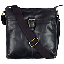 Buy Fat Face Leather Across Body Buckle Bag, Black Online at johnlewis.com