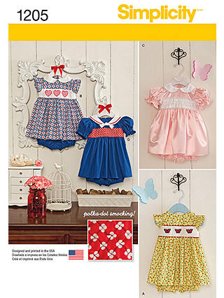 Simplicity Children's Dress Sewing Pattern, 1205, A
