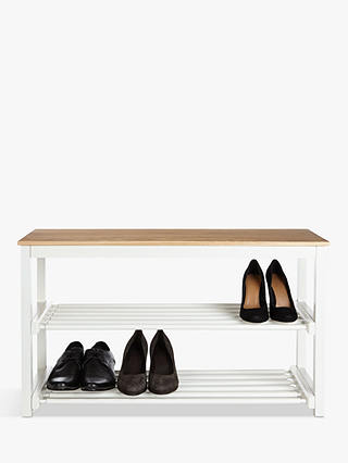 John Lewis & Partners Modern Country Wooden Shoe Rack, Lily White