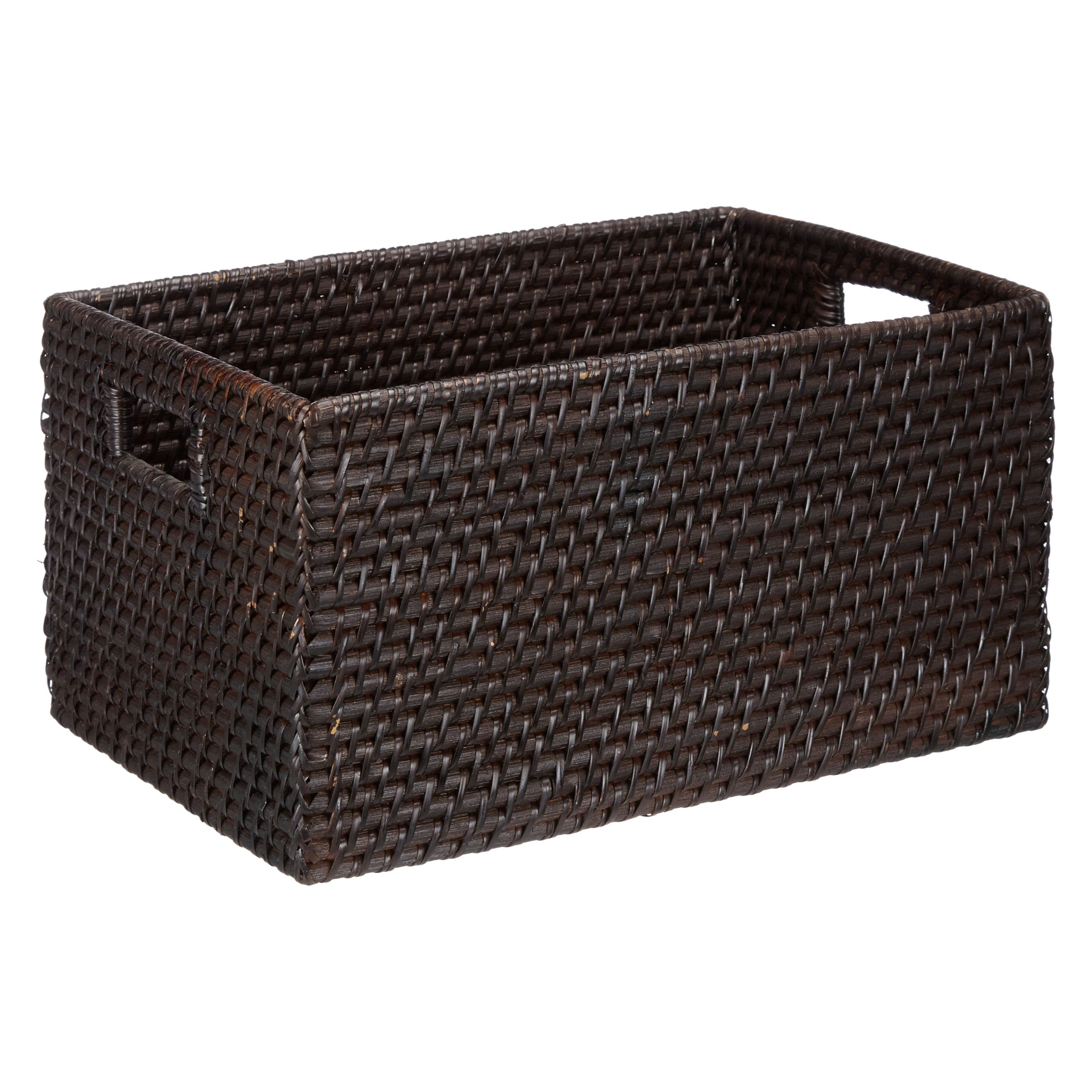 brown wicker storage baskets