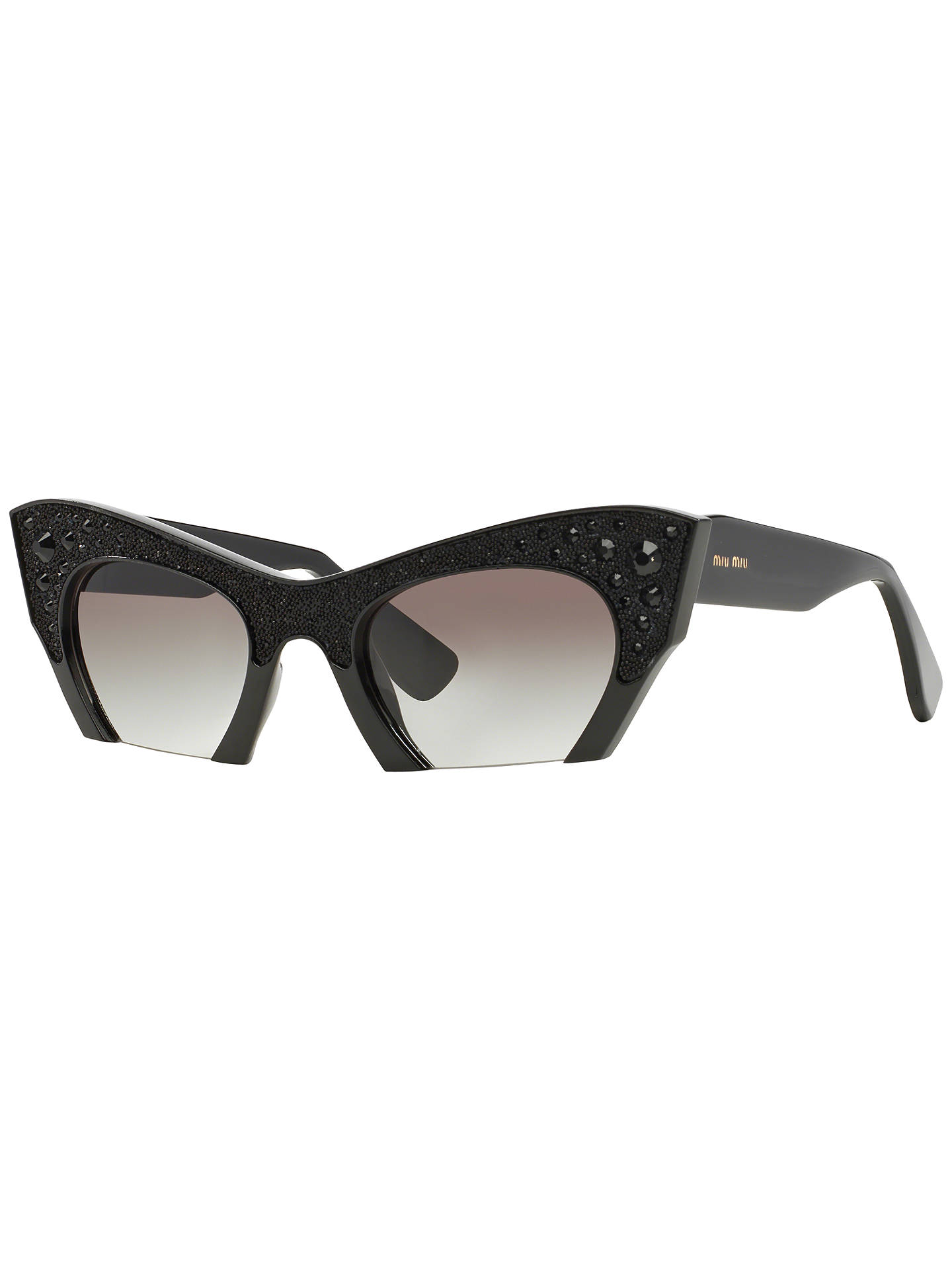 Miu Mui MU02QS Cat's Eye Frame Sunglasses, Black at John Lewis & Partners
