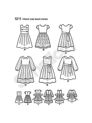 Simplicity Children's Dress Sewing Pattern, 1211