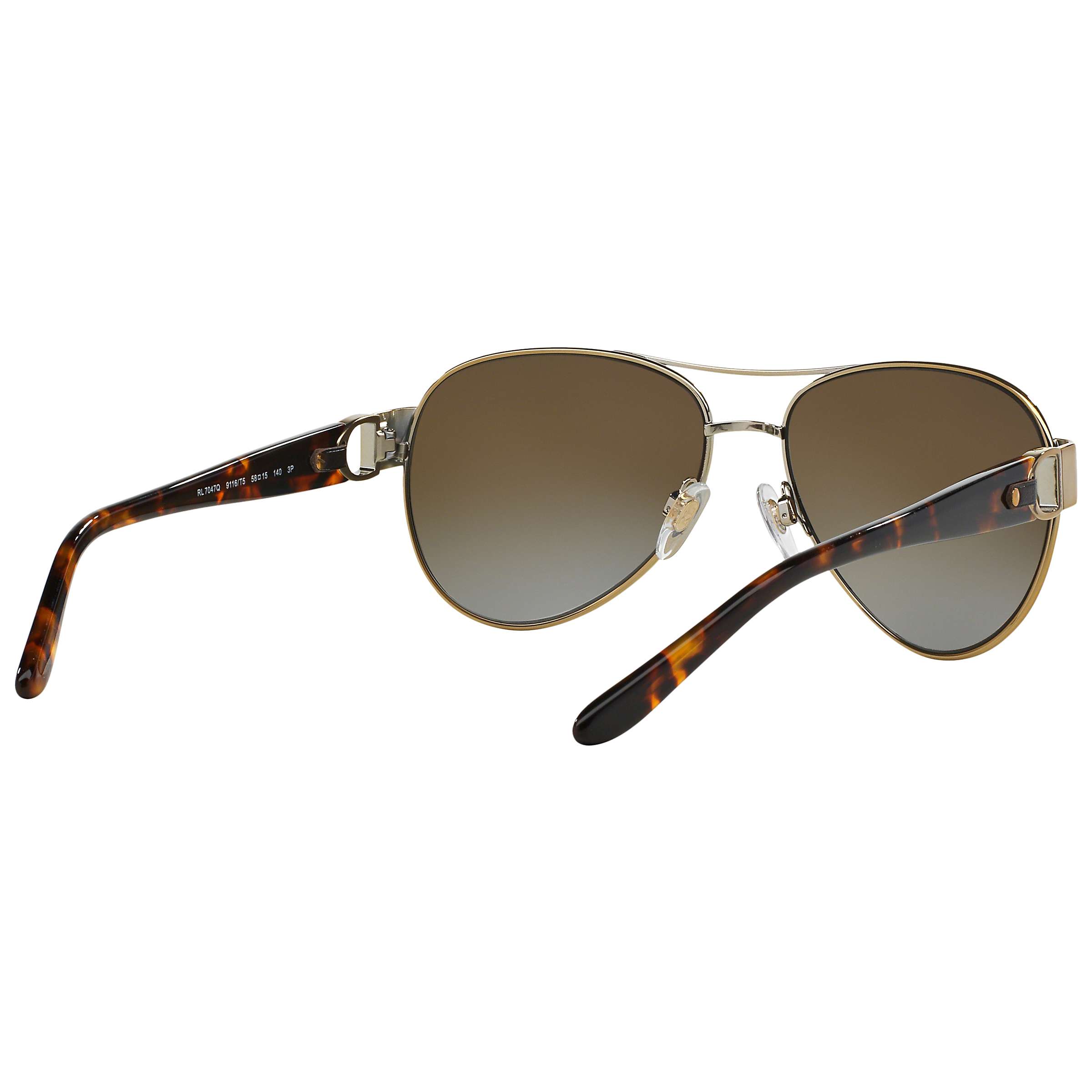 Buy Ralph Lauren RL7047Q Polarised Aviator Sunglasses, Gold Online at johnlewis.com