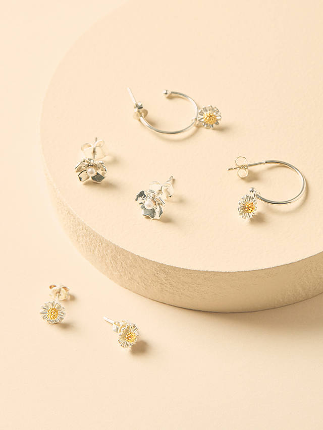 Estella Bartlett Mini Wildflower Silver Plated Earrings, Silver