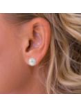Nina B Lily Leaf Stud Earrings, Silver