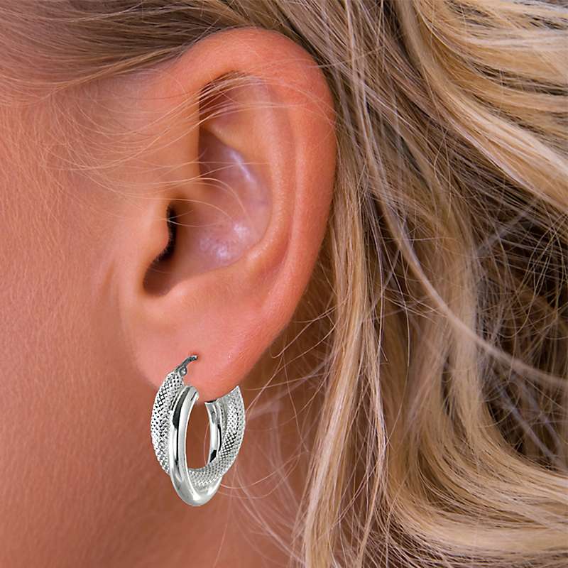 Buy Nina B Double Hoop Earrings, Silver Online at johnlewis.com