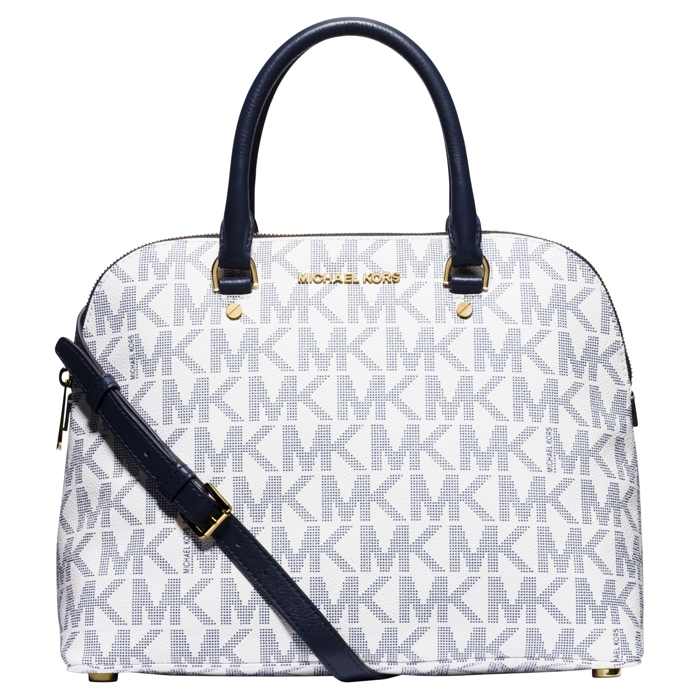 navy and white michael kors purse