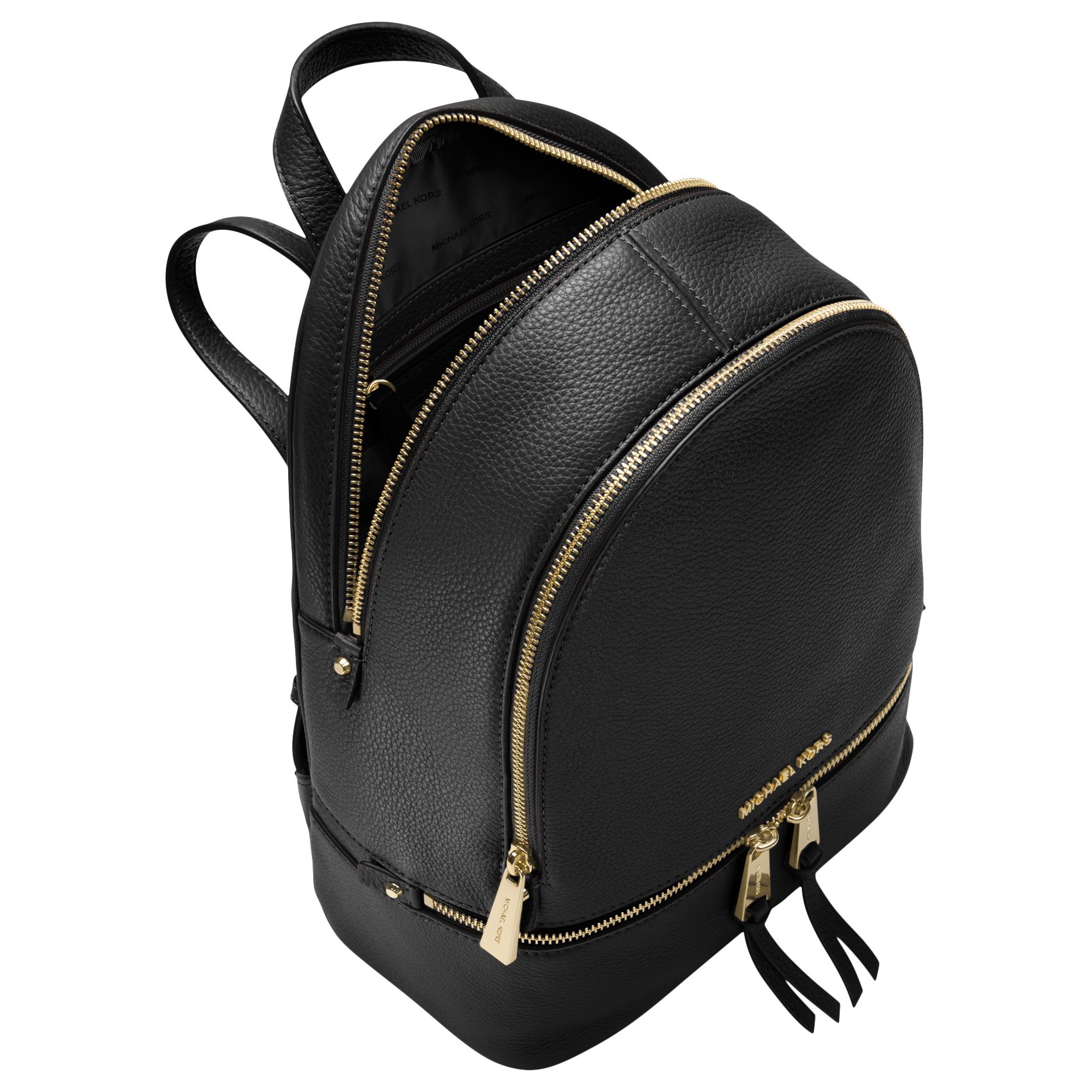 MICHAEL Michael Kors Rhea Leather Backpack, Black at John Lewis & Partners