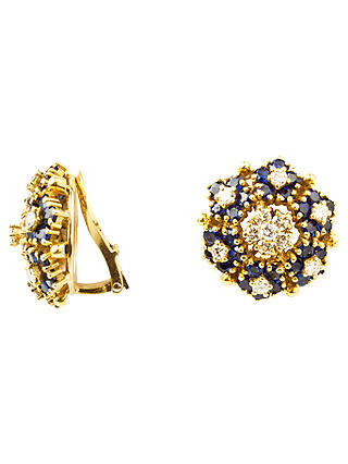 Turner & Leveridge 1980s 18ct Gold Sapphire Diamond Cluster Clip-On Earrings, Gold