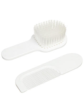 John Lewis & Partners Baby Grooming Brush and Comb Set, White